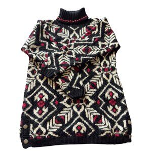 VTG Jones New York 100% Wool Exclusive Hand Knit Turtleneck Tunic Sweater